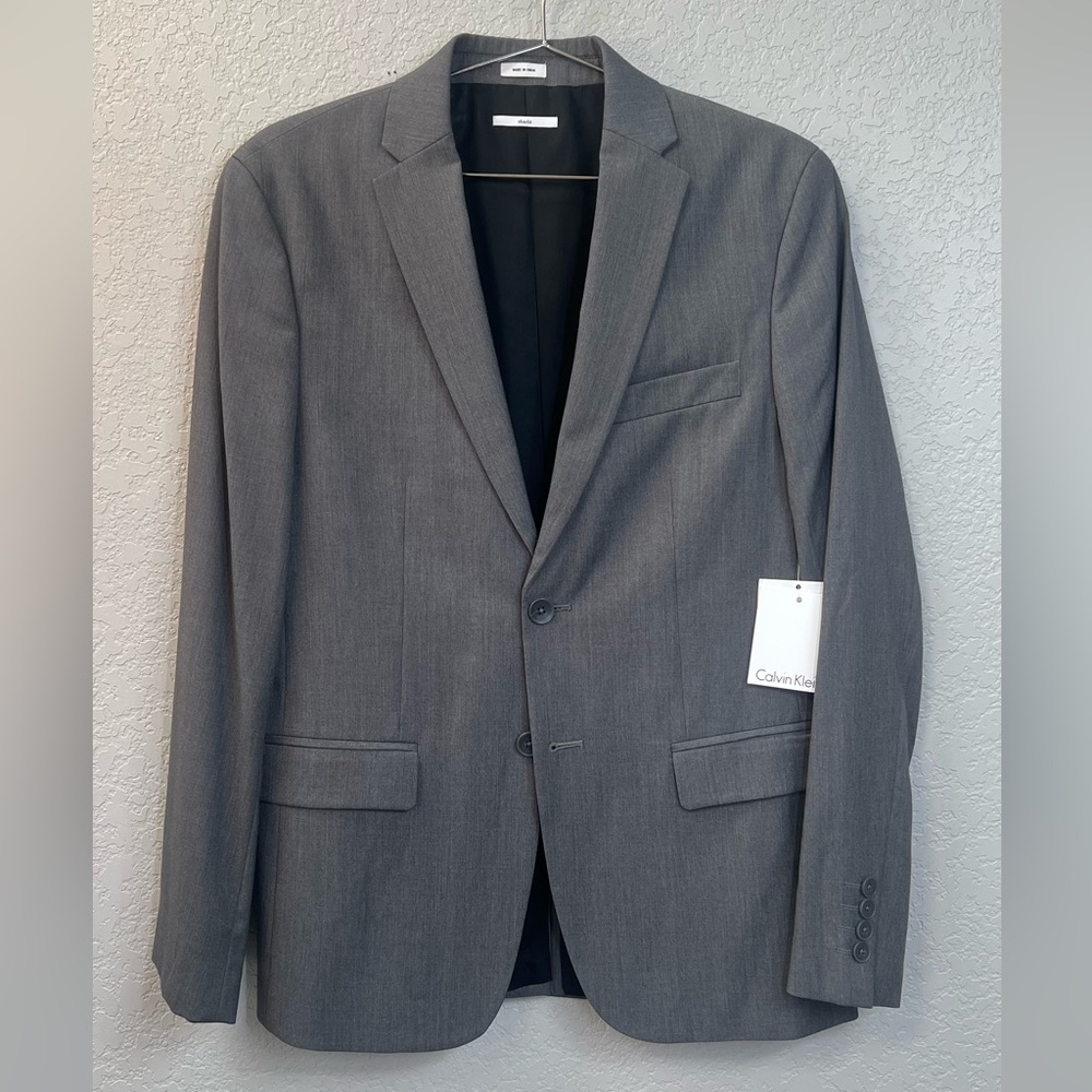 Calvin Klein Men's Charcoal Gray Two-Button Blazer
